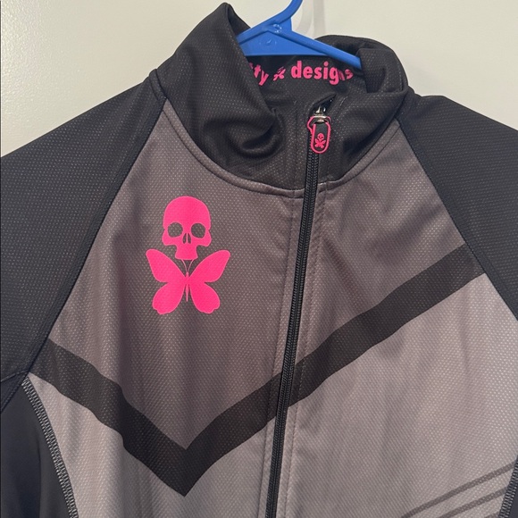 Betty Designs Black and Pink Tomboy Cycling Polar Jacket. Medium - Picture 2 of 8